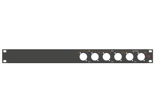 Adam Hall HARDWARE Rack Panel 1U, printed, (2x IN, 2x OUT, 2x CASCADE)