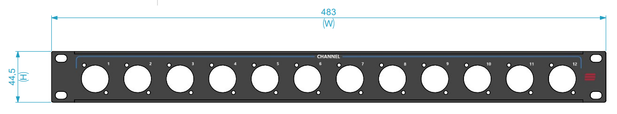 Santosom HARDWARE Rack Panel 1U, 12x D-Size (1-12)