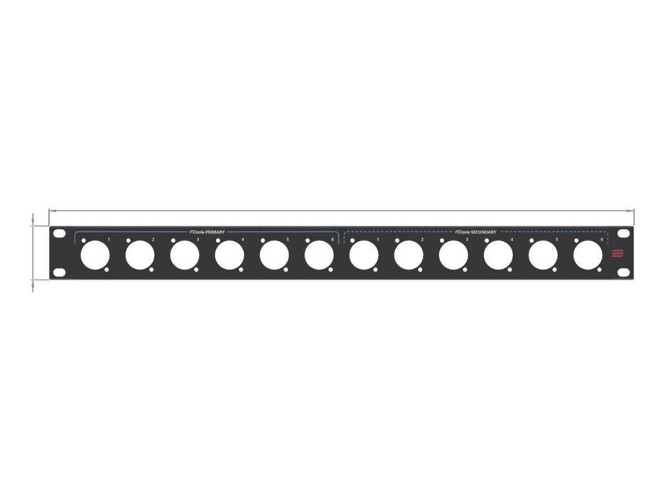 Santosom HARDWARE Rack Panel 1U, 12x D-Size (Dante P+S 1-6)