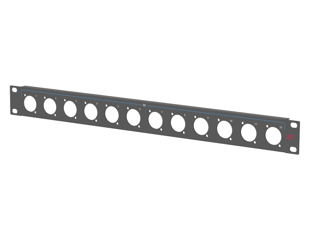 Santosom HARDWARE Rack Panel 1U, 12x D-Size IN (1-12)