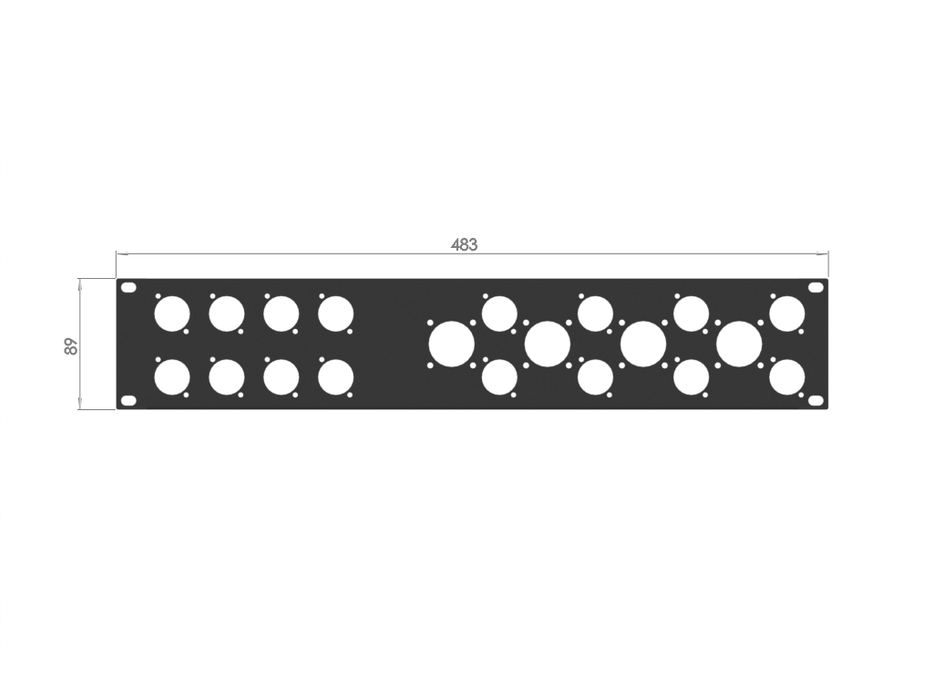 SANTOSOM HARDWARE Rack Panel, 2U 16x D-size 4x G-size