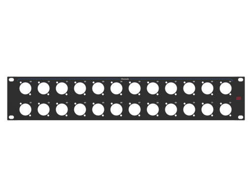 Adam Hall HARDWARE Rack Panel 2U, printed, 24x D-Size (49-72)