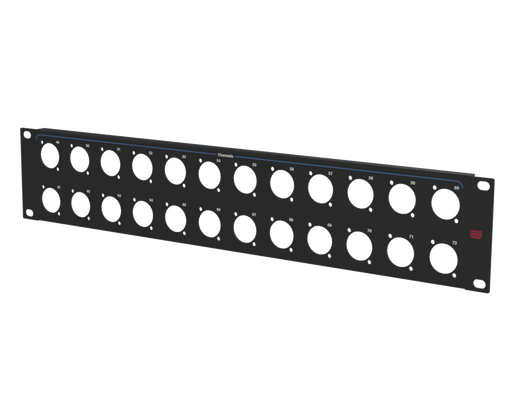 Adam Hall HARDWARE Rack Panel 2U, printed, 24x D-Size (49-72)