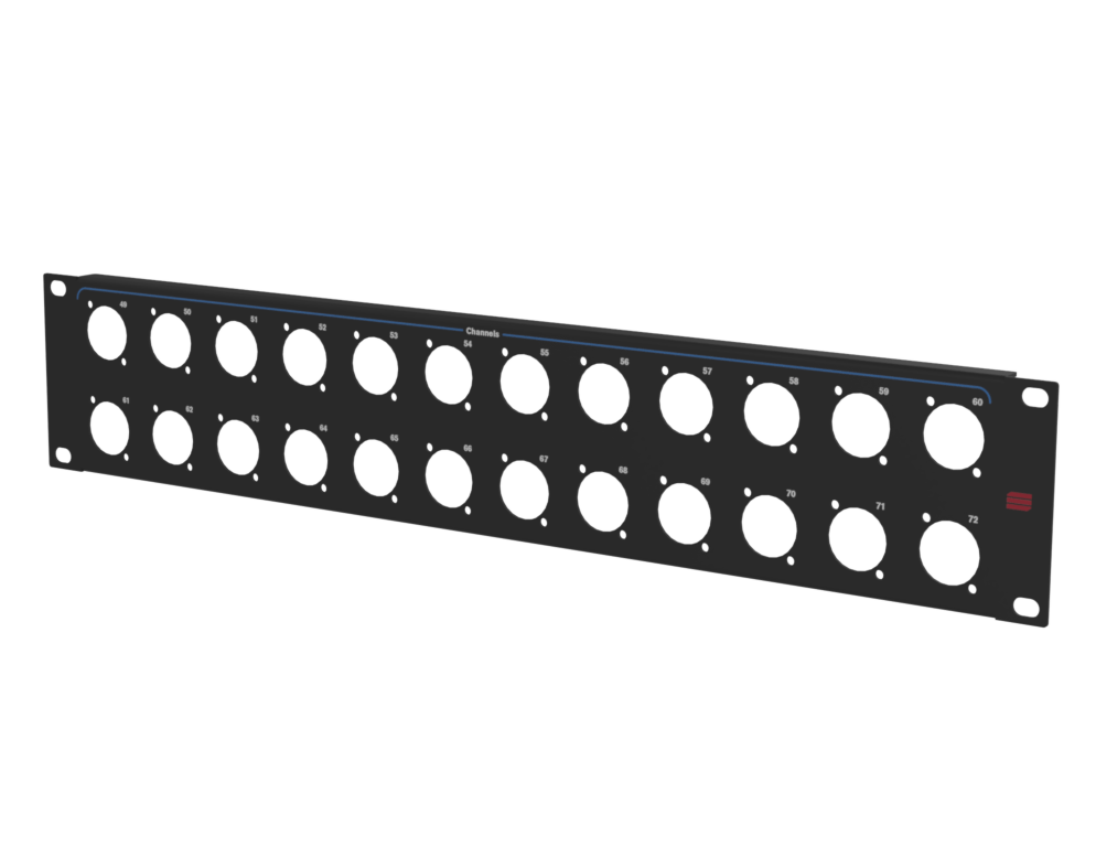 Adam Hall HARDWARE Rack Panel 2U, printed, 24x D-Size (49-72)
