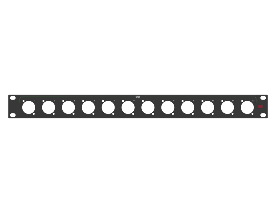 Santosom HARDWARE Painel de Rack impresso 1U, 12x D-Size (12x ETH)