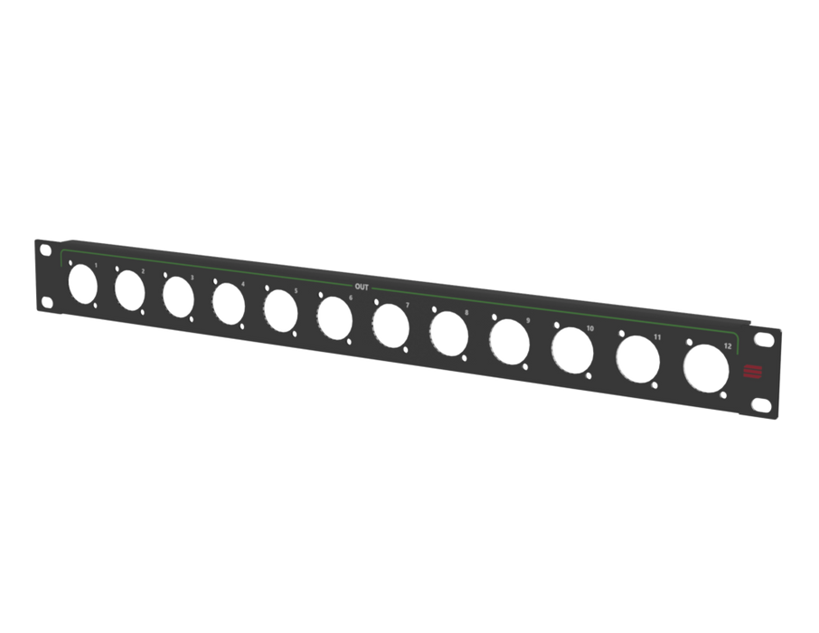 Santosom HARDWARE Painel de Rack impresso 1U, 12x D-Size (12x ETH)