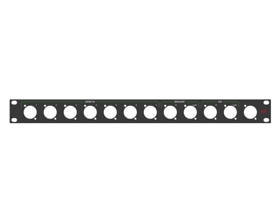 Santosom HARDWARE Painel de Rack impresso 1U, (7x HDMI, 2x GENLOCK, 2x SDI)