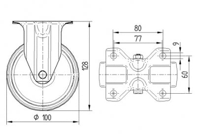 Tente Hardware Swivel wheel Ø100mm