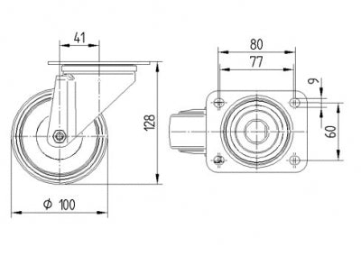 Tente Hardware Colson, Swivel Castor Ø100mm 200kg