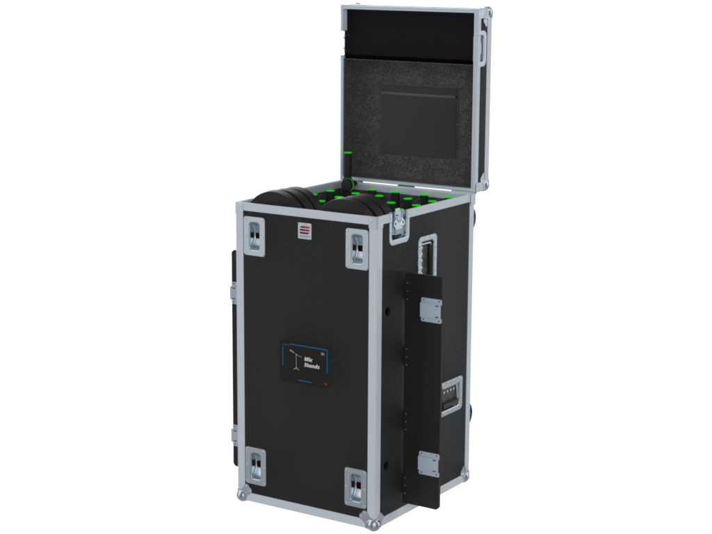 SANTOSOM Mic Stand Flight case PRO-1, 20 Mic Stands + 24 Bases Ø250