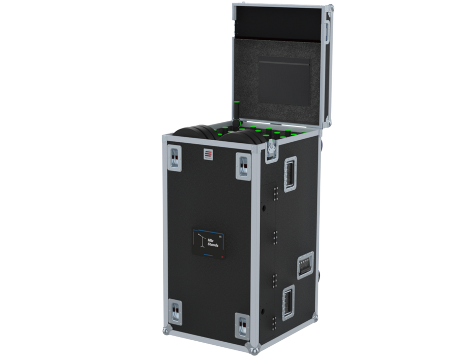 SANTOSOM Mic Stand Flight case PRO-1, 20 Mic Stands + 24 Bases Ø250