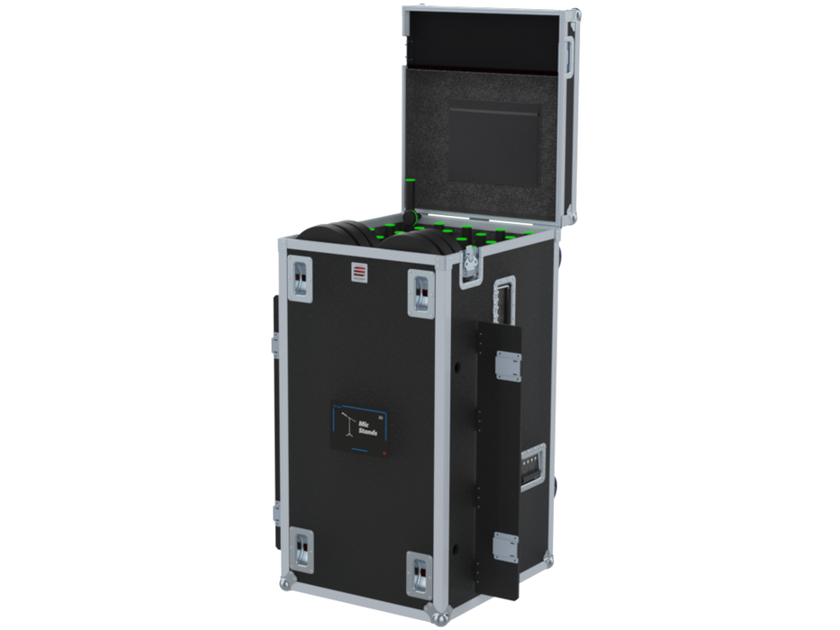 SANTOSOM Mic Stand Flight case PRO-1, 20 Mic Stands + 24 Bases Ø250
