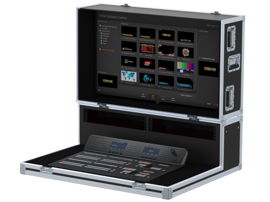 Santosom Video Controller Flight case, Production mixer BlackMagic ATEM 2ME + Monitor