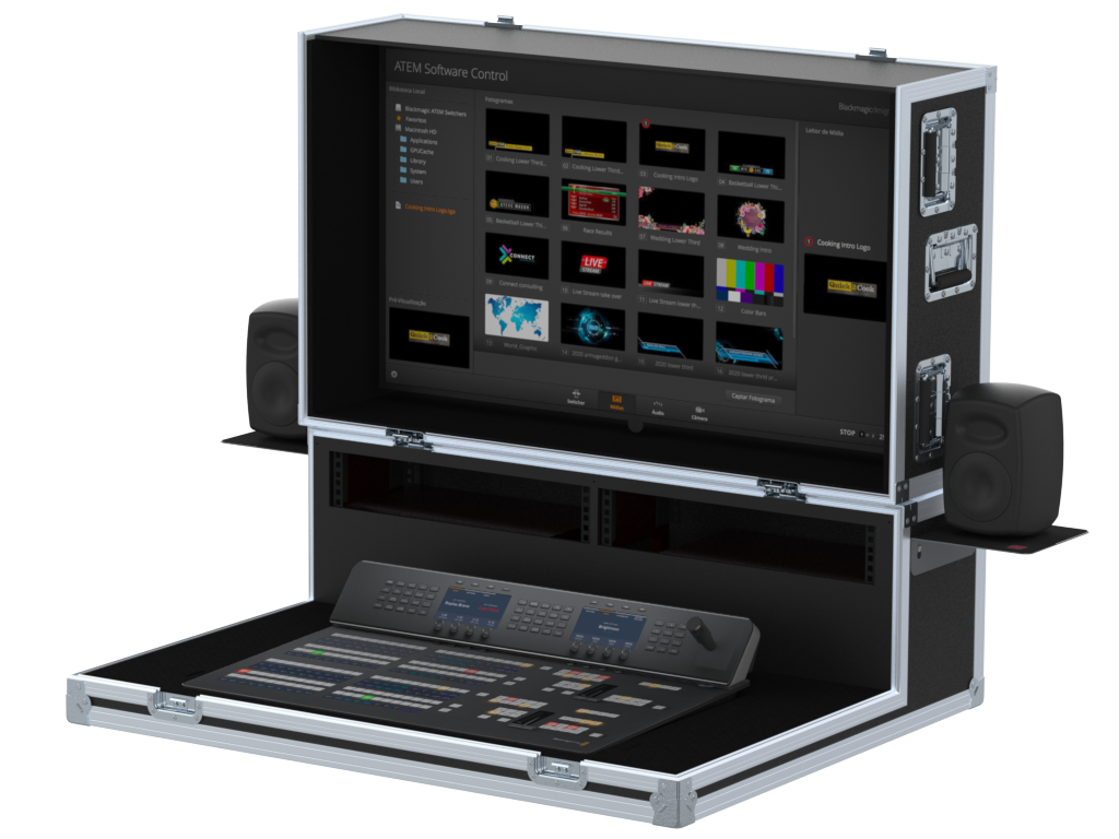 Santosom Video Controller Flight case, Production mixer BlackMagic ATEM 2ME + Monitor