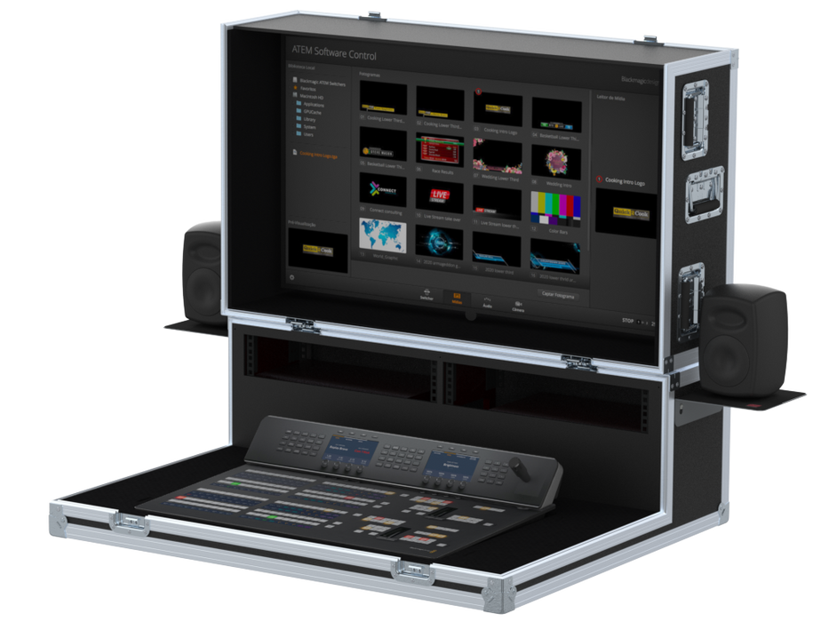 Santosom Video Controller Flight case, Production mixer BlackMagic ATEM 2ME + Monitor