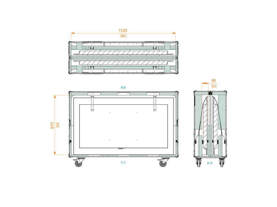 SANTOSOM Display Flight case PRO, 2x Screen 65´ (1520x90x870 UID)