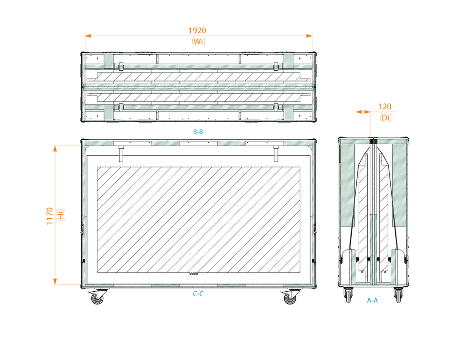 SANTOSOM Display Flight case PRO, 2x Screen 85" (1920x160x1160mm UID)